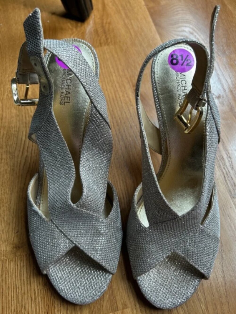 Silver Metallic Strappy Heels – Women’s Size 8.5